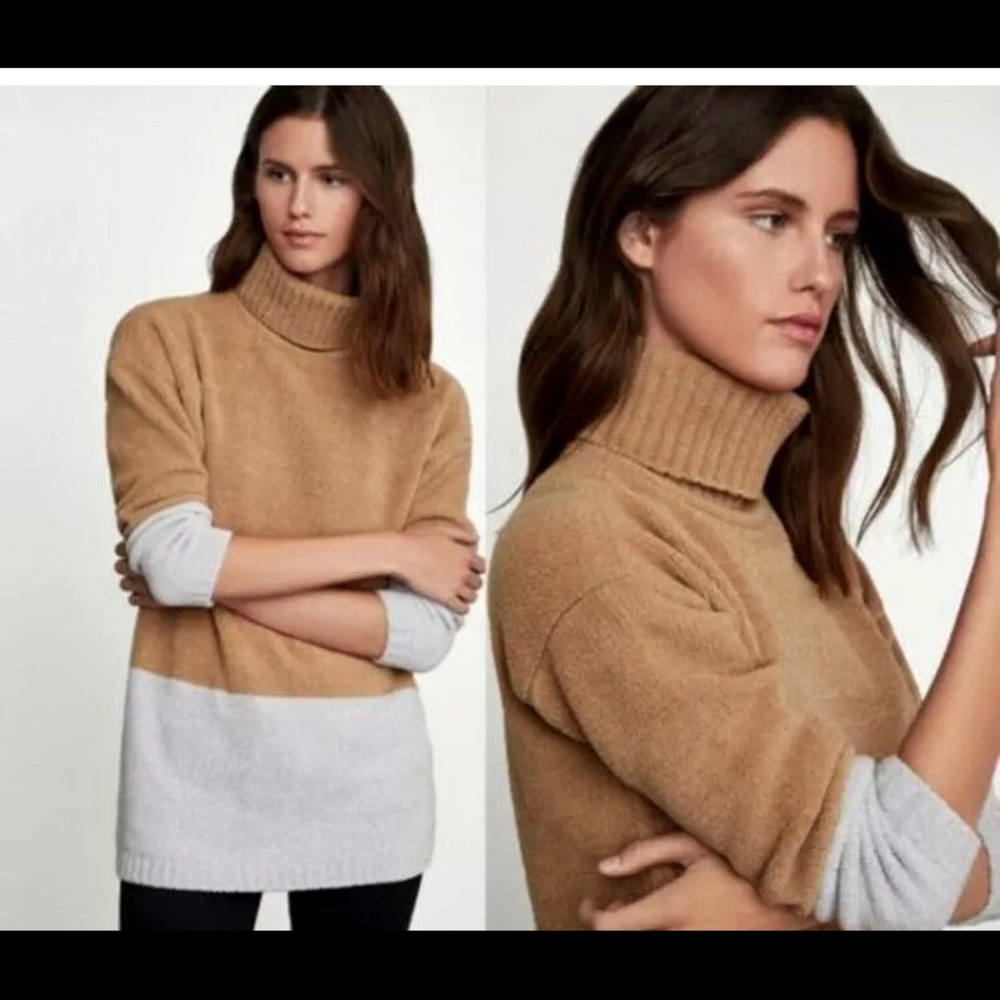 BCBGMAXAZRIA Colorblock Turtleneck Sweater- Medium